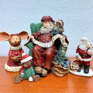 Jolly Old Elf 1989 Santa W/Puppies - 1994 Bouquet Christmas Decorations